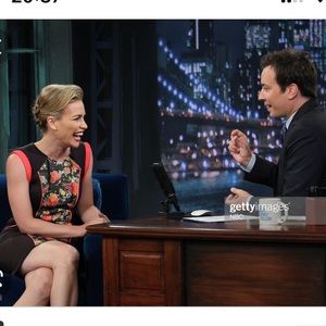 Neoprene Designer Dress Small Neon Piping  Foley + Corinna ASO Piper Perabo